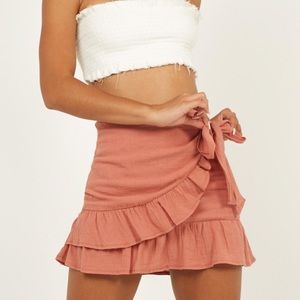 Showpo “only on weekends” blush pink wrap skirt